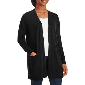 Members Mark Women's Cashmere Blend Cardigan Sweater Black-L